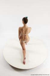 Underwear Woman White Kneeling poses - ALL Athletic Kneeling poses - on one knee long brown Multi angle poses Academic